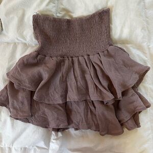 xs brownish/ plush short skirt